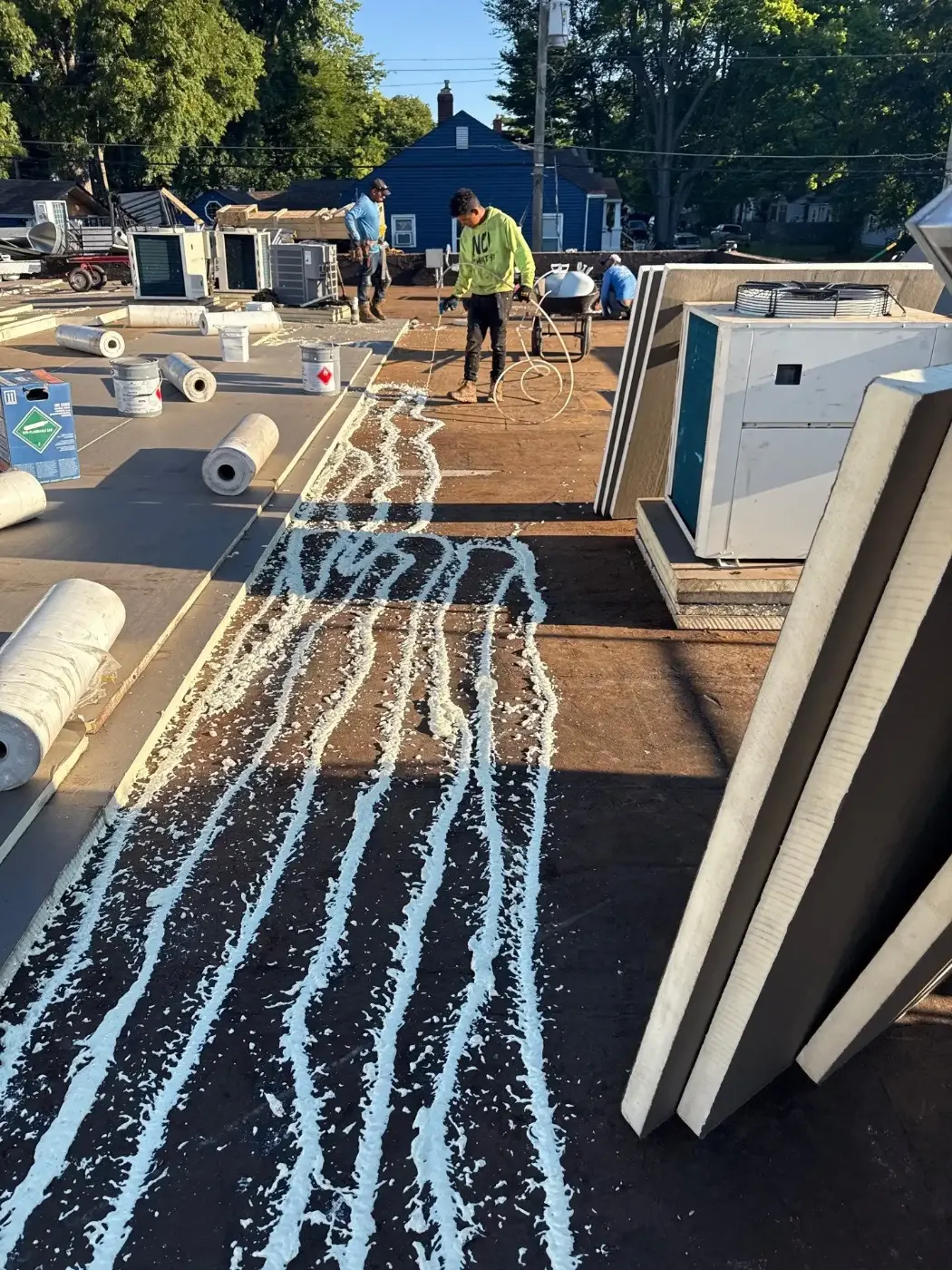 Tarping and dry-in on a Mars Hill commercial roof